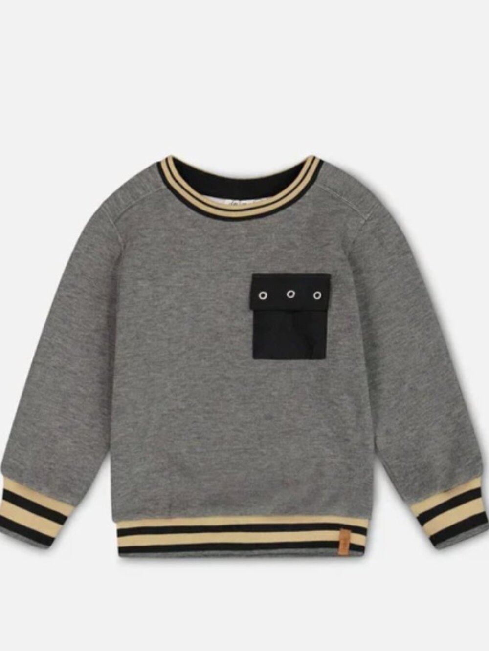 Deux Par Deux Soft Flat Back Rib Sweatshirt with Pocket - Dark Heather Grey